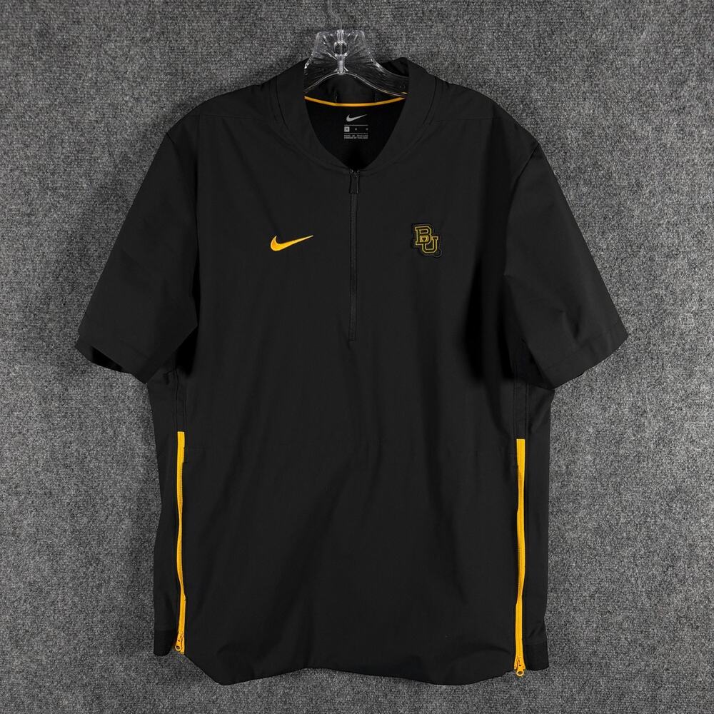 Nike Baylor Bears Sideline Pullover Mens M 1/4 Zip SS Vented NCAA Black Side Zip